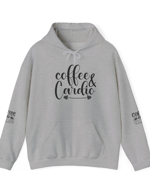 Load image into Gallery viewer, Coffee &amp; Cardio Hoodie, Fitness Sweatshirt, Gym Pullover, Gift for Gym Lovers, Cozy Athletic Wear
