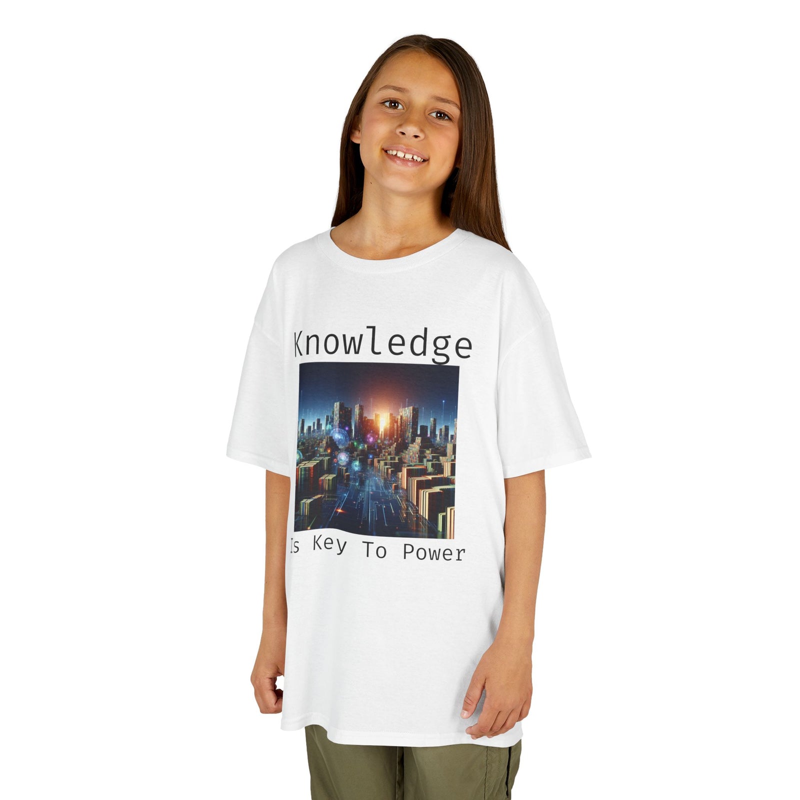 Knowledge Is Key to Power Kids Tee, Inspirational T-Shirt for Youth, Perfect for Back to School, Family Gatherings, Gift for Kids
