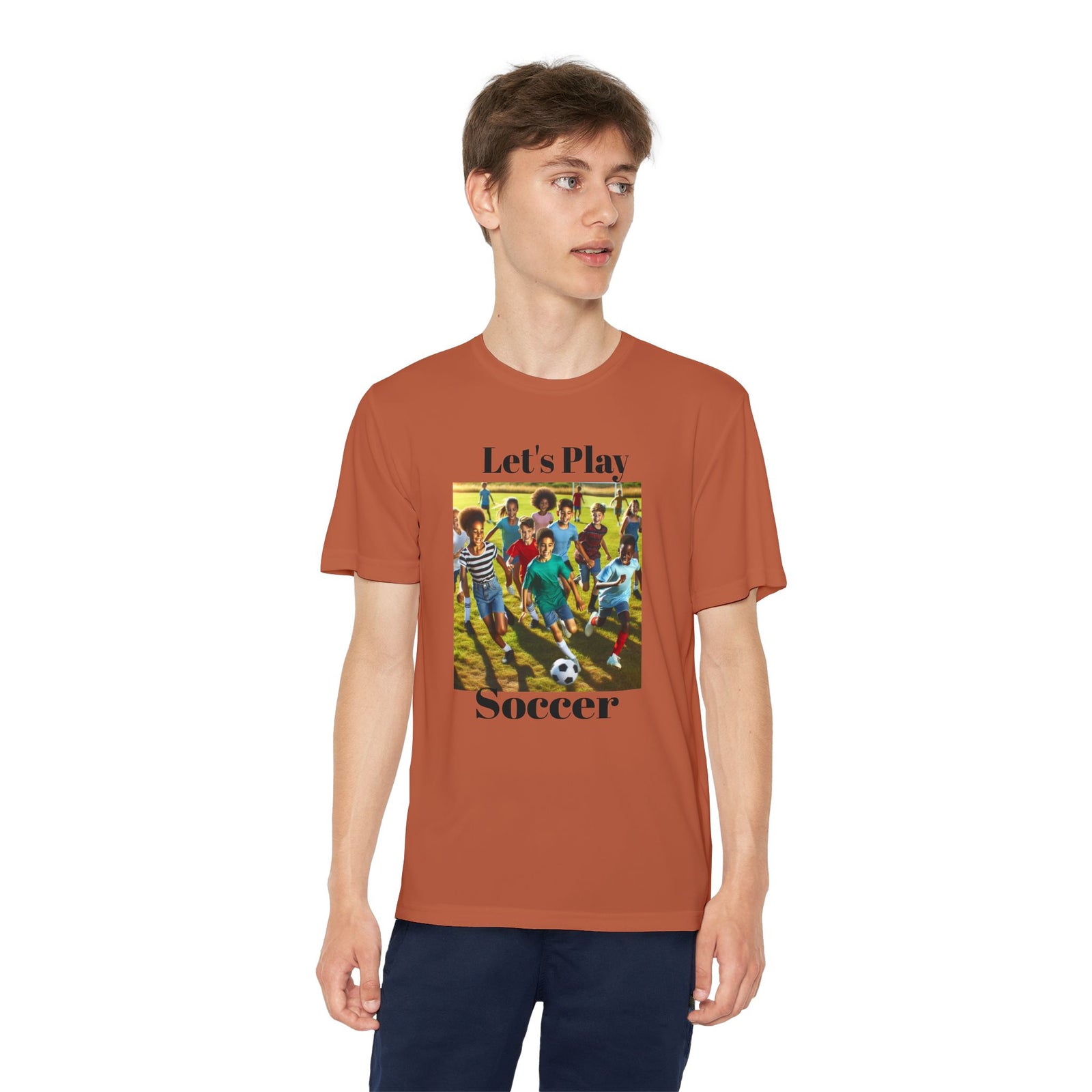 Youth Soccer Tee - Let's Play Soccer, Kids Sports Shirt, Soccer T-Shirt, Activewear for Boys & Girls, Team Spirit Apparel