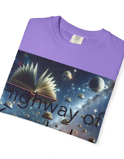 Load image into Gallery viewer, Highway of Knowledge Unisex Garment-Dyed T-shirt, Casual Tee, Gift for Readers, Book Lovers T-shirt, Unique Graphic Tee, Educational Apparel
