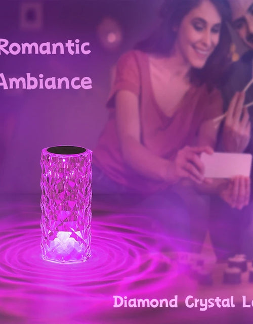 Load image into Gallery viewer, 3/16 Colour LED Crystal Table Lamp Rechargeable Touch Rose Romantic Night Lamp Bedroom Bedside Lamp Living Room Bar Decoration
