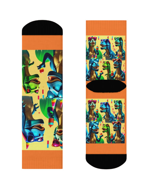 Load image into Gallery viewer, Dinosaur Party Crew Socks
