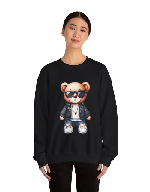 Load image into Gallery viewer, Cool Bear Graphic Sweatshirt - Unisex Crewneck, Comfy Casual Wear, Perfect Gift for Friends, Unique Design for Cozy Days
