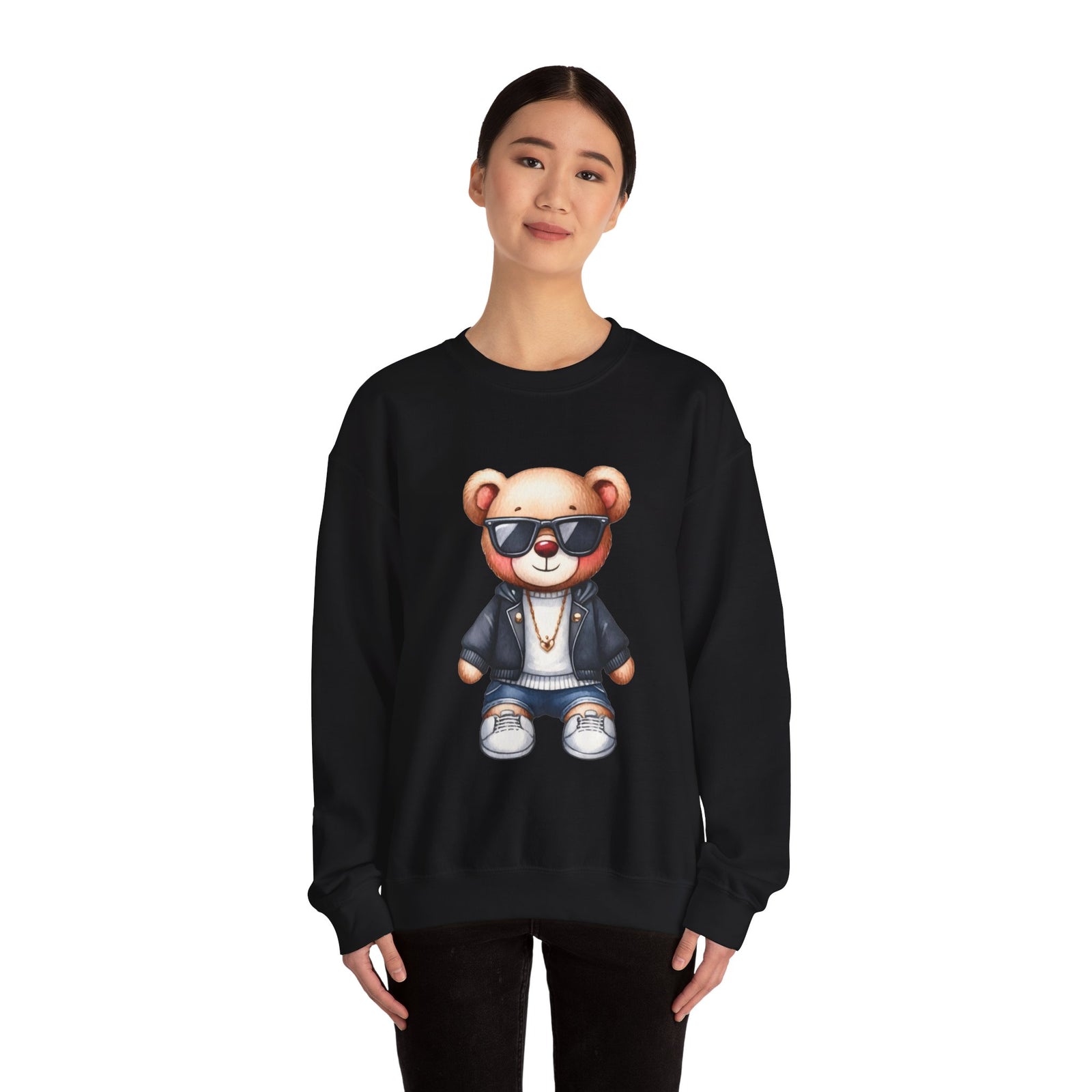 Cool Bear Graphic Sweatshirt - Unisex Crewneck, Comfy Casual Wear, Perfect Gift for Friends, Unique Design for Cozy Days