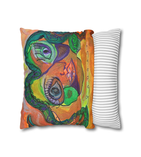 Vibrant Art Faux Suede Pillowcase | Colorful Decorative Cushion for Home, Living Room, Sofa, Boho Decor, Gifts