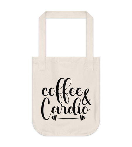 Coffee & Cardio Organic Canvas Tote Bag | Gym Tote, Eco-Friendly, Workout Accessories, Gift for Fitness Lovers, Everyday Use