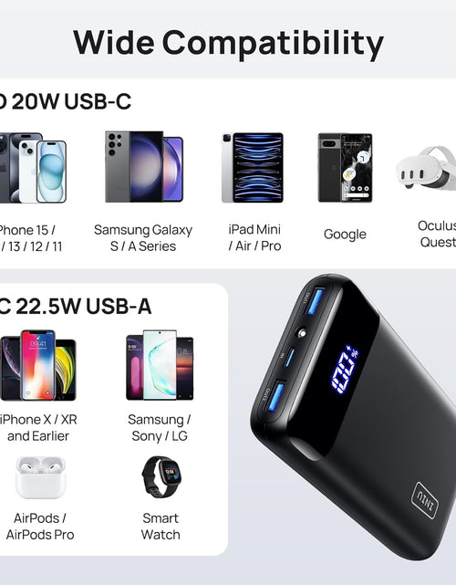 Load image into Gallery viewer, Portable Charger, 22.5W 20000Mah USB C in &amp; Out Power Bank Fast Charging, PD 3.0+QC 4.0 LED Display Phone Battery Pack Compatible with Iphone 15 14 13 12 Pro Samsung S21 Google Ipad Tablet, Etc.
