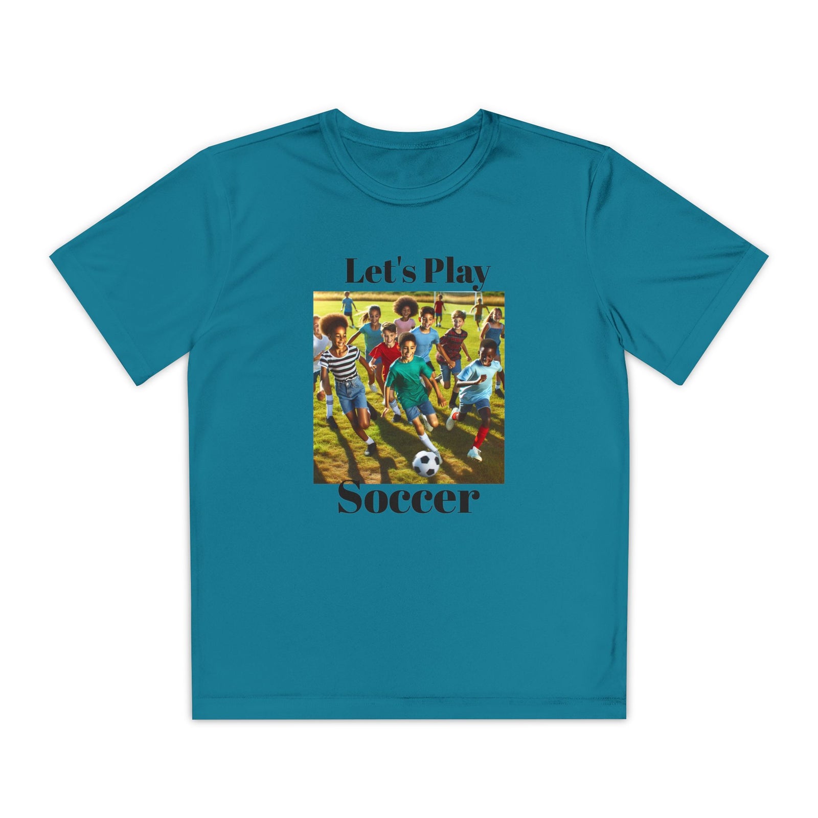 Youth Soccer Tee - Let's Play Soccer, Kids Sports Shirt, Soccer T-Shirt, Activewear for Boys & Girls, Team Spirit Apparel