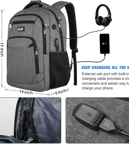 Backpack for Men and Women,17.3 Inch School Backpack for Teens,Laptop Backpack with USB Charging Port for Business College Travel