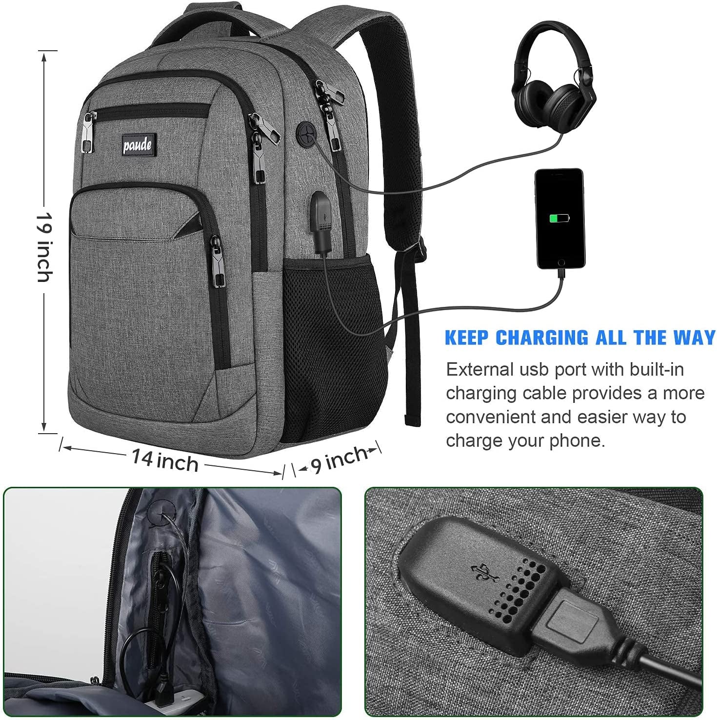 Backpack for Men and Women,17.3 Inch School Backpack for Teens,Laptop Backpack with USB Charging Port for Business College Travel