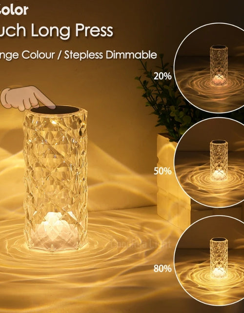 Load image into Gallery viewer, 3/16 Colour LED Crystal Table Lamp Rechargeable Touch Rose Romantic Night Lamp Bedroom Bedside Lamp Living Room Bar Decoration
