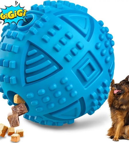 Dog Balls Treat Dispensing Dog Toys, Dog Toys for Aggressive Chewers Large Breed, Nearly Indestructible Squeaky Dog Chew Toys for Large Dogs, Natural Rubber Dog Puzzle Toys, Tough IQ Dog Treat Balls