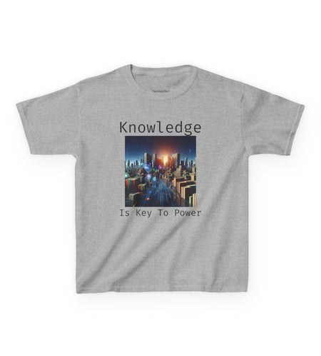 Knowledge Is Key to Power Kids Tee, Inspirational T-Shirt for Youth, Perfect for Back to School, Family Gatherings, Gift for Kids
