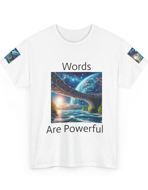 Load image into Gallery viewer, Inspirational Universe T-Shirt - &#39;Words Are Powerful&#39; Graphic - Motivational Gift for Dreamers, Writers, and Creators, Casual Wear, [...]
