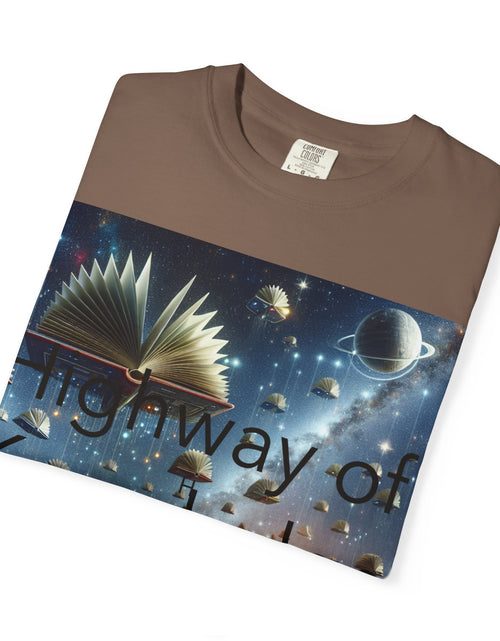 Load image into Gallery viewer, Highway of Knowledge Unisex Garment-Dyed T-shirt, Casual Tee, Gift for Readers, Book Lovers T-shirt, Unique Graphic Tee, Educational Apparel

