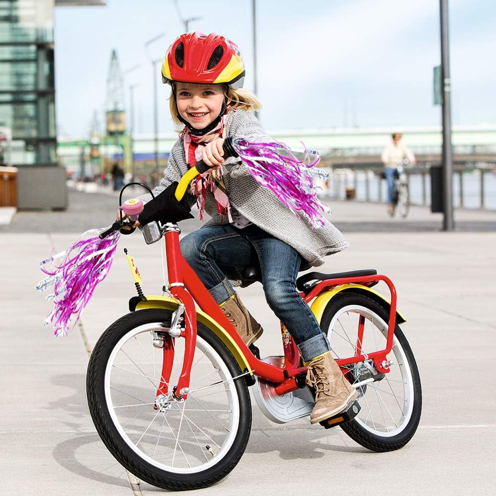 Kids Bike Bell and Streamers for Girls - 1 Pack Flower Bicycle Bell with 2 Pack Bike Streamers for Children'S Bike Accessories