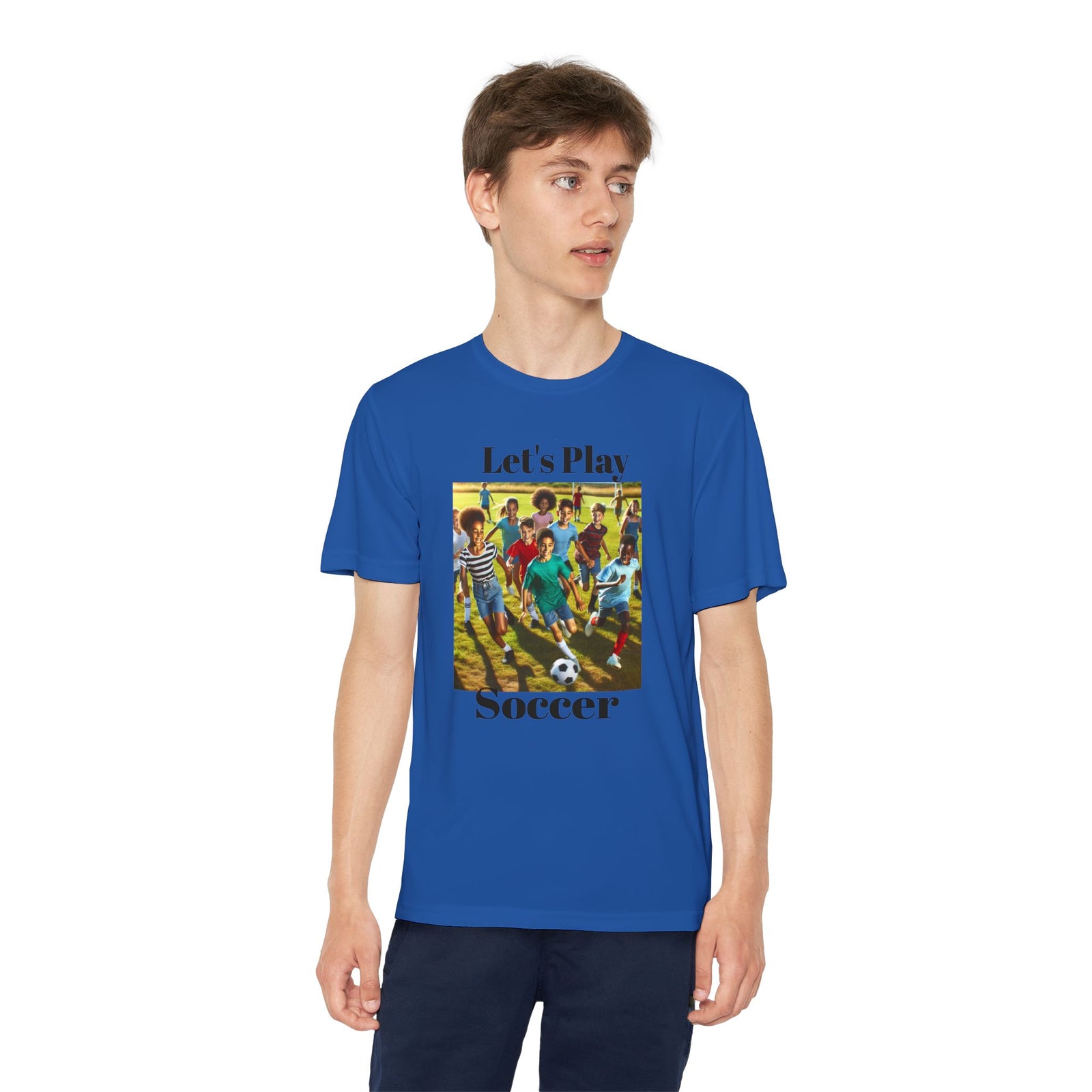 Youth Soccer Tee - Let's Play Soccer, Kids Sports Shirt, Soccer T-Shirt, Activewear for Boys & Girls, Team Spirit Apparel