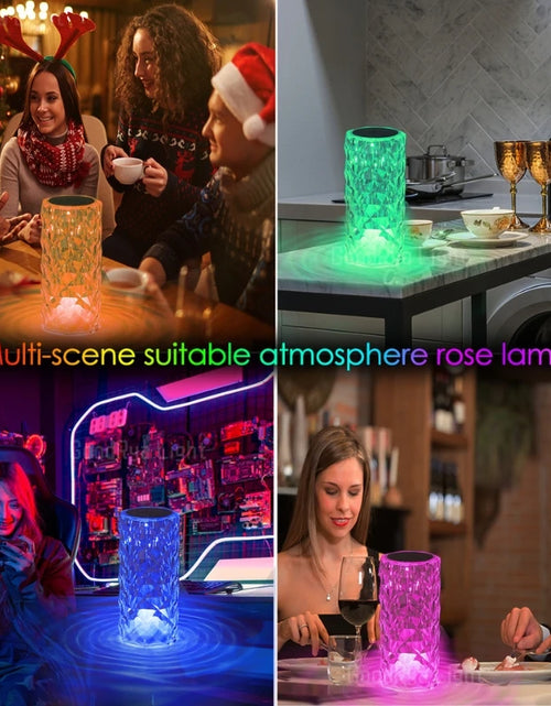 Load image into Gallery viewer, 3/16 Colour LED Crystal Table Lamp Rechargeable Touch Rose Romantic Night Lamp Bedroom Bedside Lamp Living Room Bar Decoration
