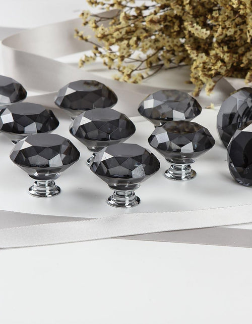Load image into Gallery viewer, 10 PCS Diamond Crystal Glass Pull Handle Cabinet Knobs Cupboard Drawers Cabinet Dresser Bookcase Wardrobe (40Mm, Grey)
