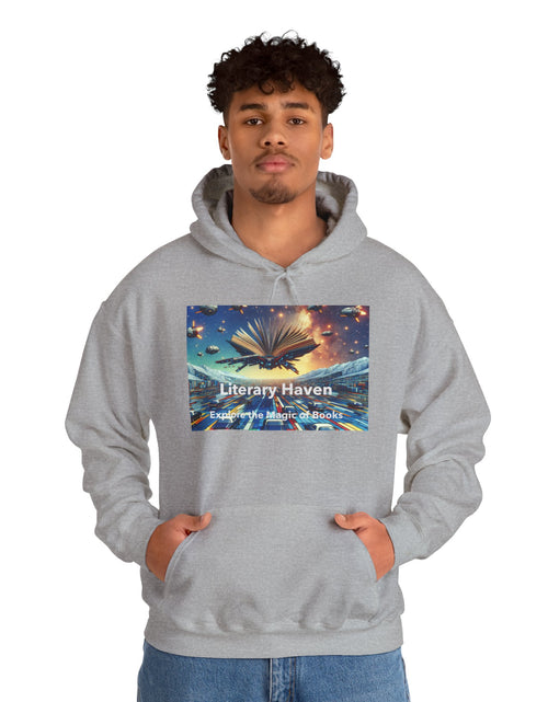 Load image into Gallery viewer, Literary Haven Hoodie, Cozy Book Lover Sweatshirt, Gifts for Readers, Bookworm Apparel, Literary Themed Clothing, Unique Reading Gift
