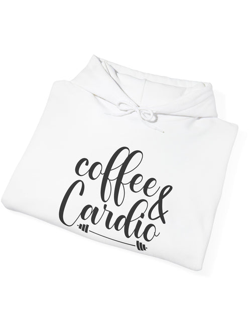 Load image into Gallery viewer, Coffee &amp; Cardio Hoodie, Fitness Sweatshirt, Gym Pullover, Gift for Gym Lovers, Cozy Athletic Wear
