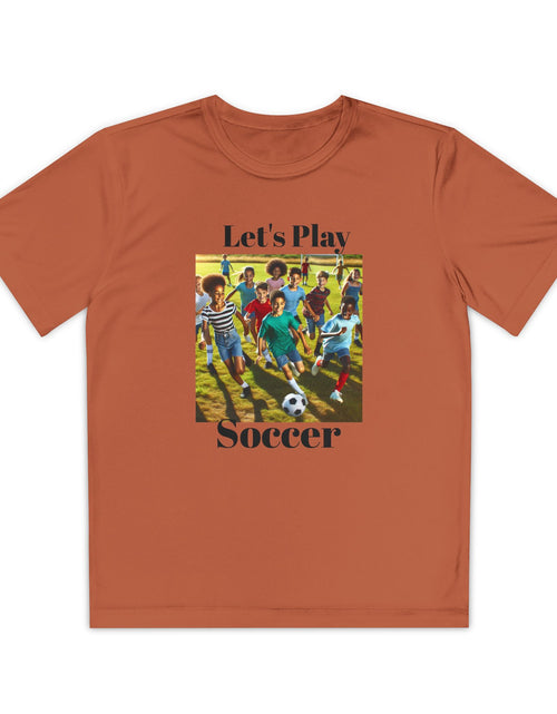 Load image into Gallery viewer, Youth Soccer Tee - Let&#39;s Play Soccer, Kids Sports Shirt, Soccer T-Shirt, Activewear for Boys &amp; Girls, Team Spirit Apparel
