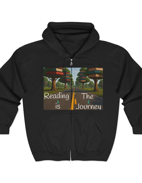 Load image into Gallery viewer, Reading Is the Journey Zip-Up Hoodie — Knowledge Is the Destination
