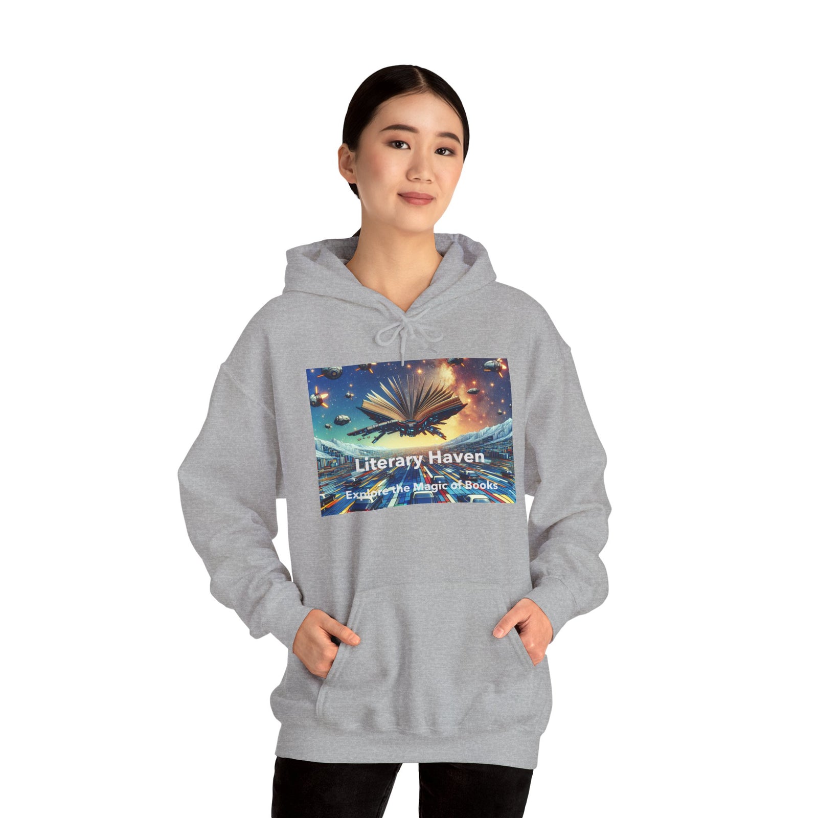 Literary Haven Hoodie, Cozy Book Lover Sweatshirt, Gifts for Readers, Bookworm Apparel, Literary Themed Clothing, Unique Reading Gift