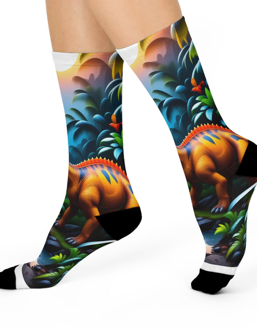 Load image into Gallery viewer, Socks: Dinosaur Crew Socks - Fun &amp; Cozy Footwear
