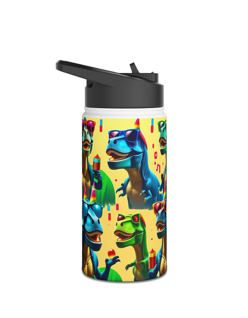 Load image into Gallery viewer, Dino Party Stainless Steel Water Bottle — Kids' Dinosaur Party Bottle

