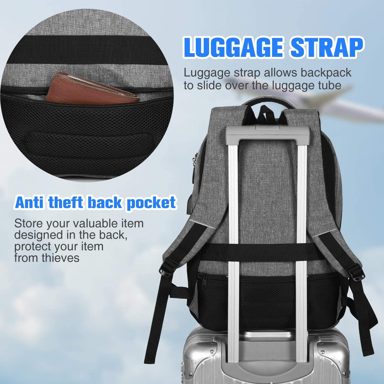 Backpack for Men and Women,17.3 Inch School Backpack for Teens,Laptop Backpack with USB Charging Port for Business College Travel