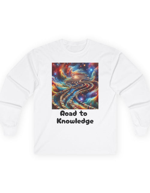 Load image into Gallery viewer, Inspirational Long Sleeve Tee, Road to Knowledge Unisex Shirt, Educational Gift, Casual Wear, Science Tee, Unique Gift Idea

