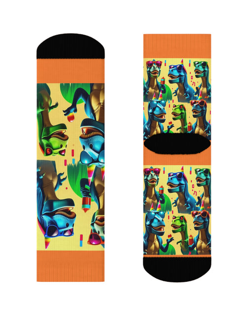 Load image into Gallery viewer, Dinosaur Party Crew Socks

