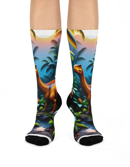 Load image into Gallery viewer, Socks: Dinosaur Crew Socks - Fun &amp; Cozy Footwear
