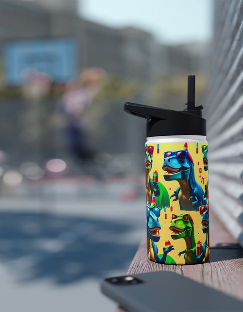 Load image into Gallery viewer, Dino Party Stainless Steel Water Bottle — Kids' Dinosaur Party Bottle
