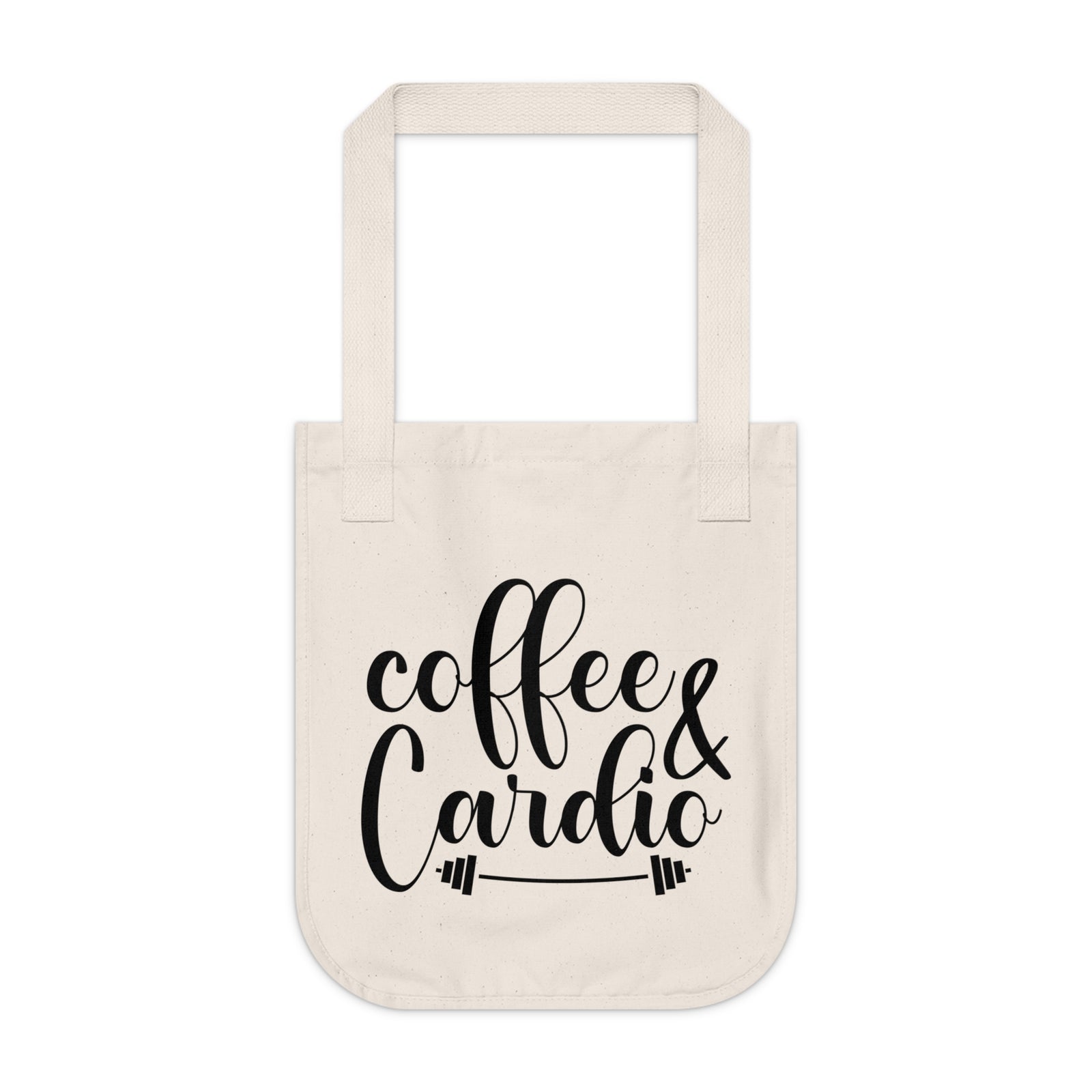 Coffee & Cardio Organic Canvas Tote Bag | Gym Tote, Eco-Friendly, Workout Accessories, Gift for Fitness Lovers, Everyday Use