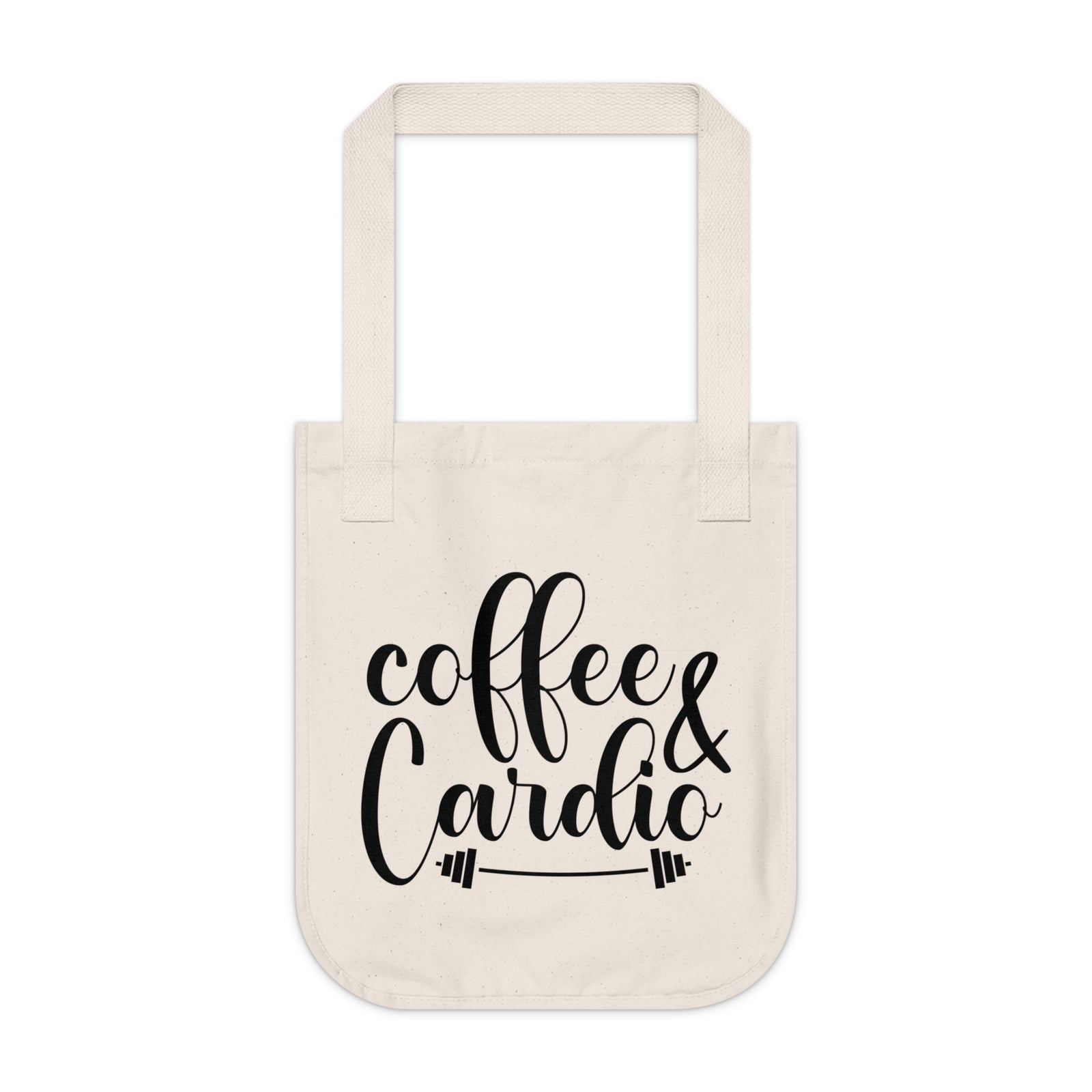 Coffee & Cardio Organic Canvas Tote Bag | Gym Tote, Eco-Friendly, Workout Accessories, Gift for Fitness Lovers, Everyday Use