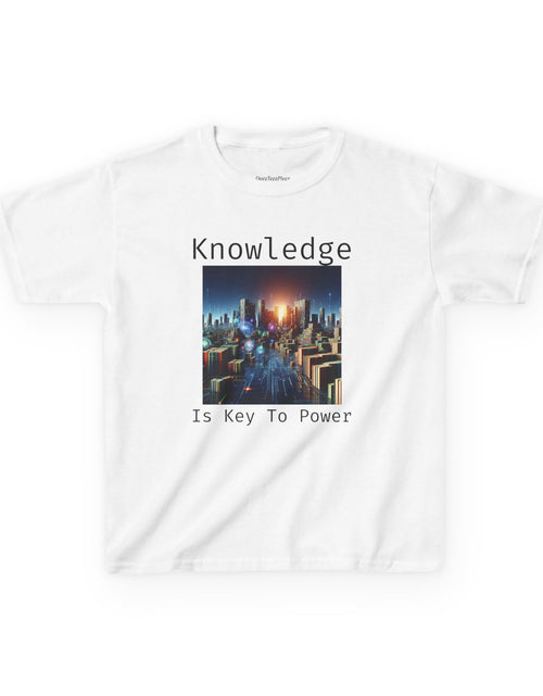 Load image into Gallery viewer, Knowledge Is Key to Power Kids Tee, Inspirational T-Shirt for Youth, Perfect for Back to School, Family Gatherings, Gift for Kids
