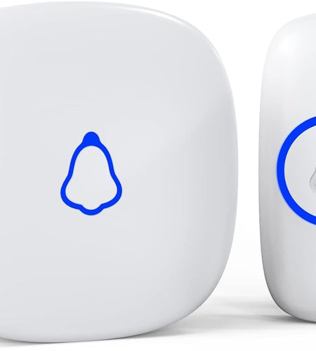 Wireless Doorbell, Easy Installation, Waterproof, Adjustable Volume, 58 Chimes, Colorful LED, 1000Ft Range, M520+F55, White