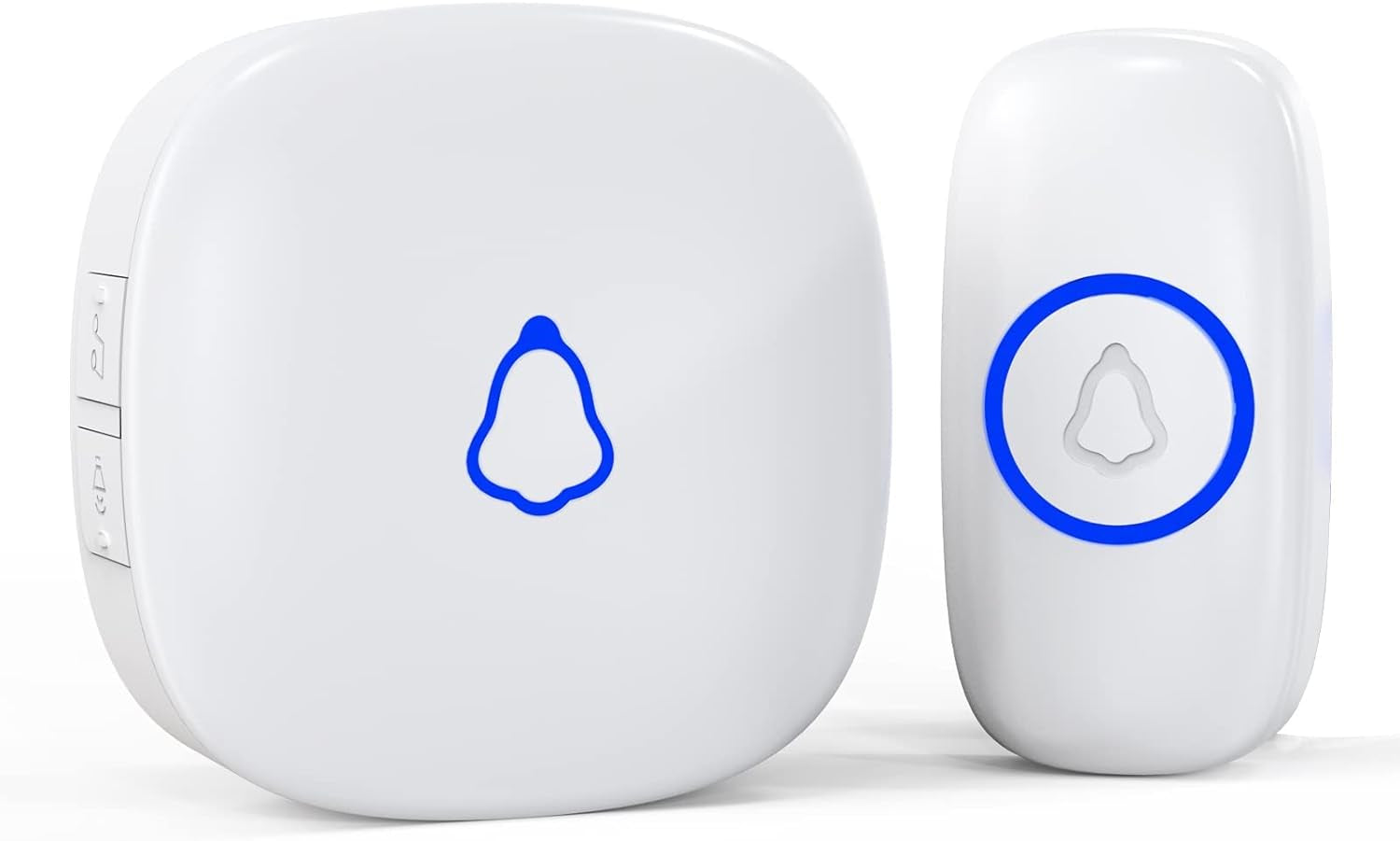 Wireless Doorbell, Easy Installation, Waterproof, Adjustable Volume, 58 Chimes, Colorful LED, 1000Ft Range, M520+F55, White