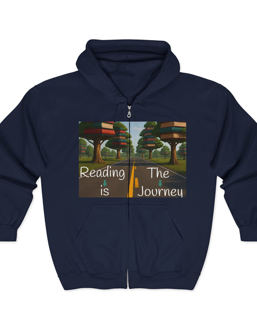 Load image into Gallery viewer, Reading Is the Journey Zip-Up Hoodie — Knowledge Is the Destination
