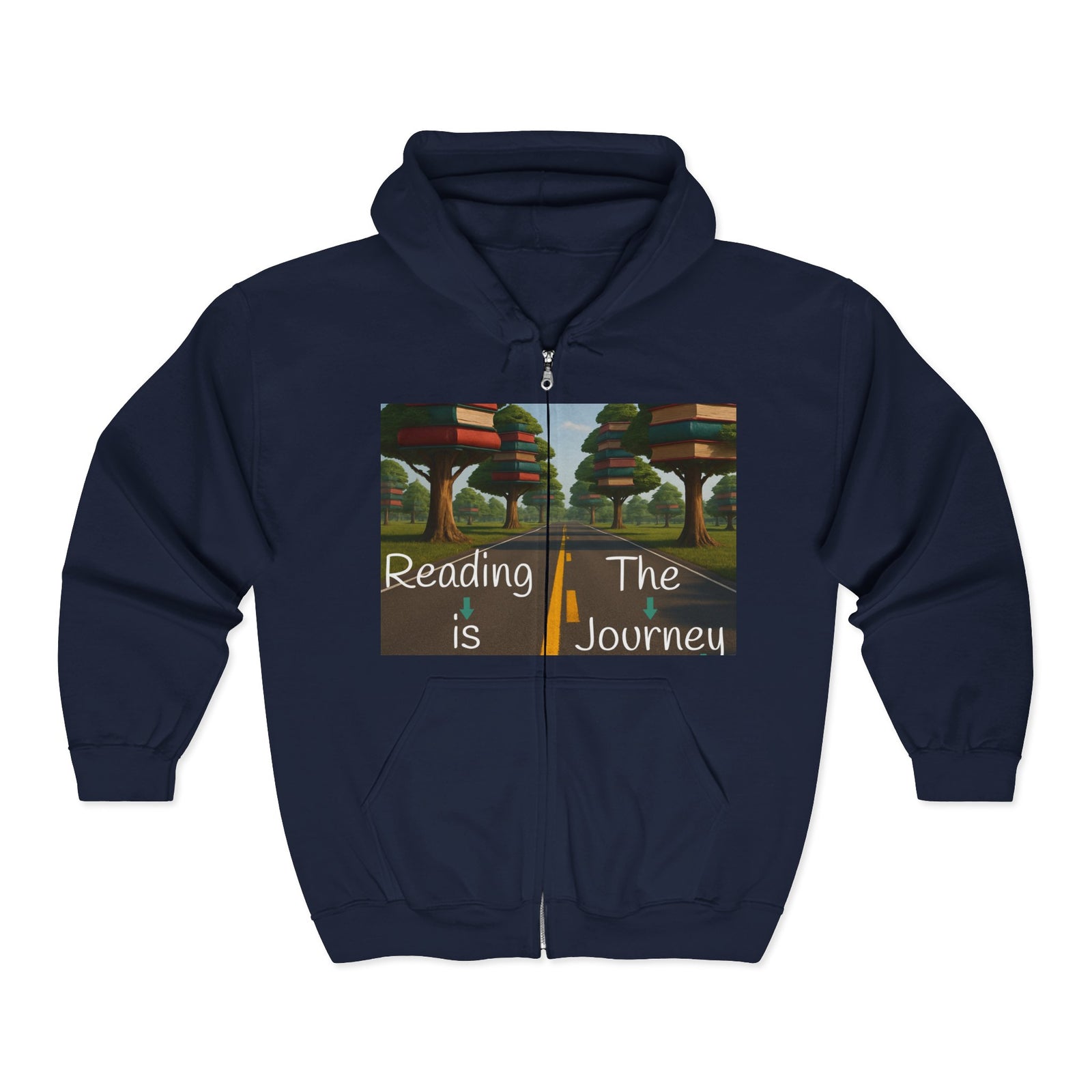 Reading Is the Journey Zip-Up Hoodie — Knowledge Is the Destination