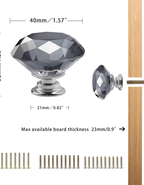 Load image into Gallery viewer, 10 PCS Diamond Crystal Glass Pull Handle Cabinet Knobs Cupboard Drawers Cabinet Dresser Bookcase Wardrobe (40Mm, Grey)
