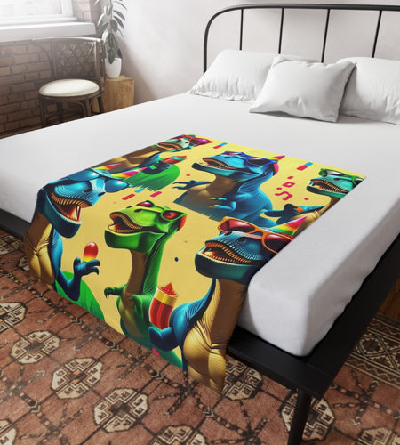 Dinosaur Party Blanket - Plush Fleece