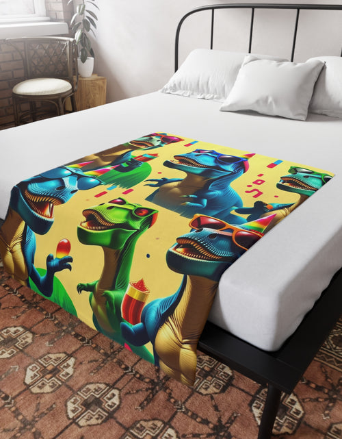 Load image into Gallery viewer, Dinosaur Party Blanket - Plush Fleece
