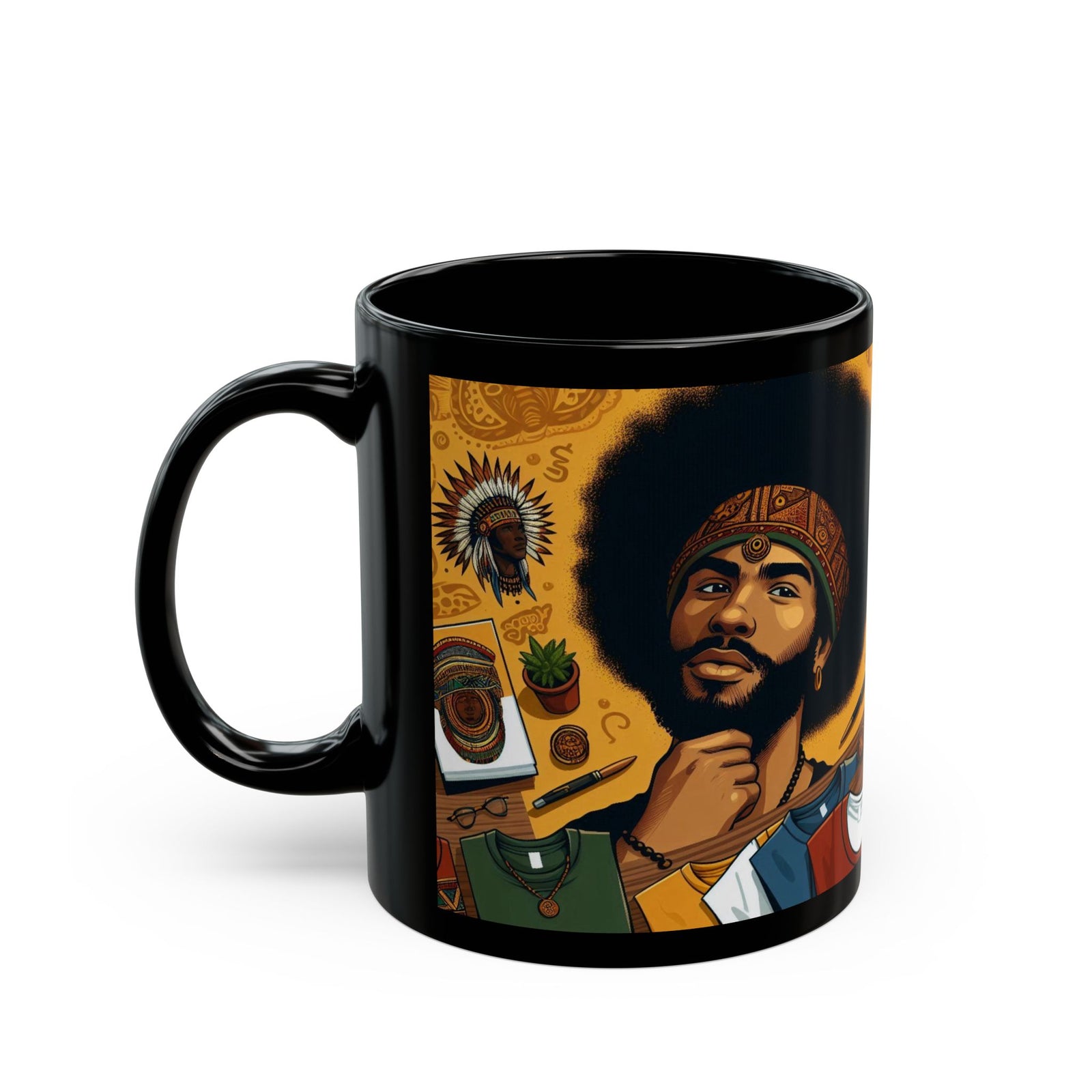 Coffee Mug - 70's Vibe Black Mug (11oz, 15oz)