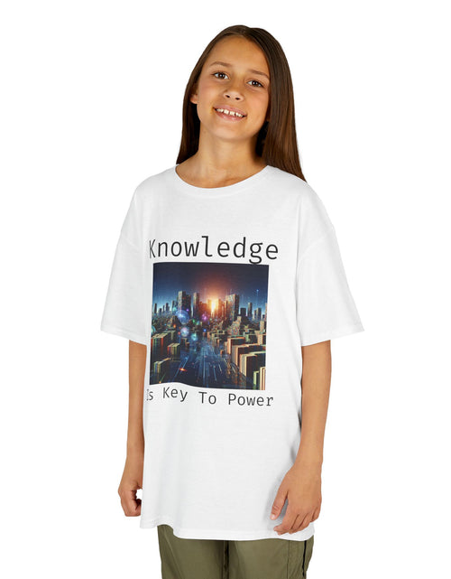 Load image into Gallery viewer, Knowledge Is Key to Power Kids Tee, Inspirational T-Shirt for Youth, Perfect for Back to School, Family Gatherings, Gift for Kids
