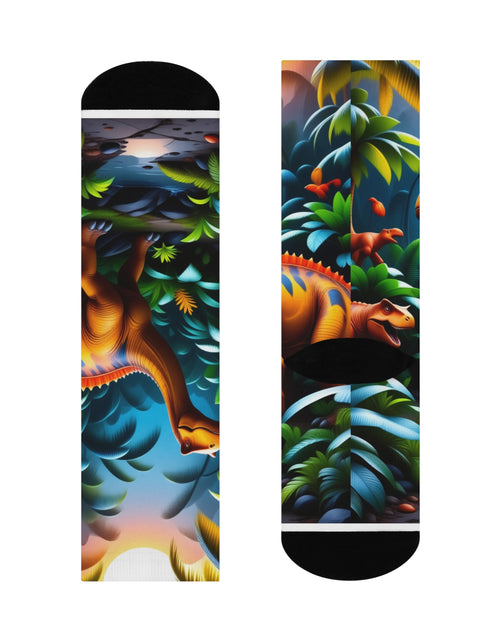 Load image into Gallery viewer, Socks: Dinosaur Crew Socks - Fun &amp; Cozy Footwear
