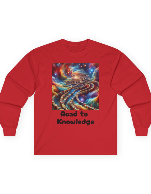 Load image into Gallery viewer, Inspirational Long Sleeve Tee, Road to Knowledge Unisex Shirt, Educational Gift, Casual Wear, Science Tee, Unique Gift Idea
