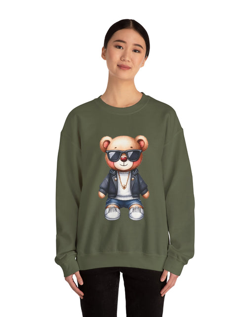 Load image into Gallery viewer, Cool Bear Graphic Sweatshirt - Unisex Crewneck, Comfy Casual Wear, Perfect Gift for Friends, Unique Design for Cozy Days
